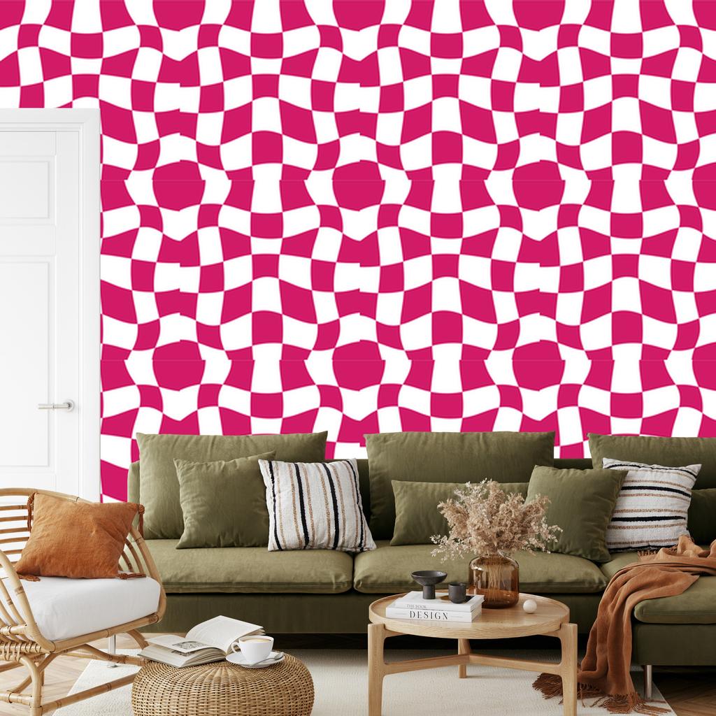 Wallpaper Free Checkerboard Purple and White, Powder Pink Background 50x1000