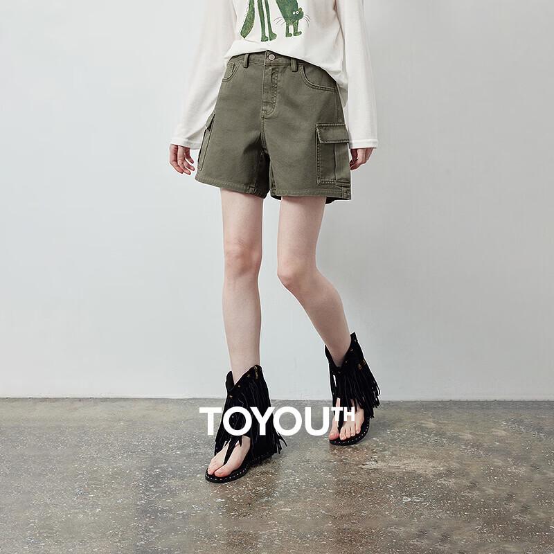 

Women s High-Waist Cargo Denim Shorts 27