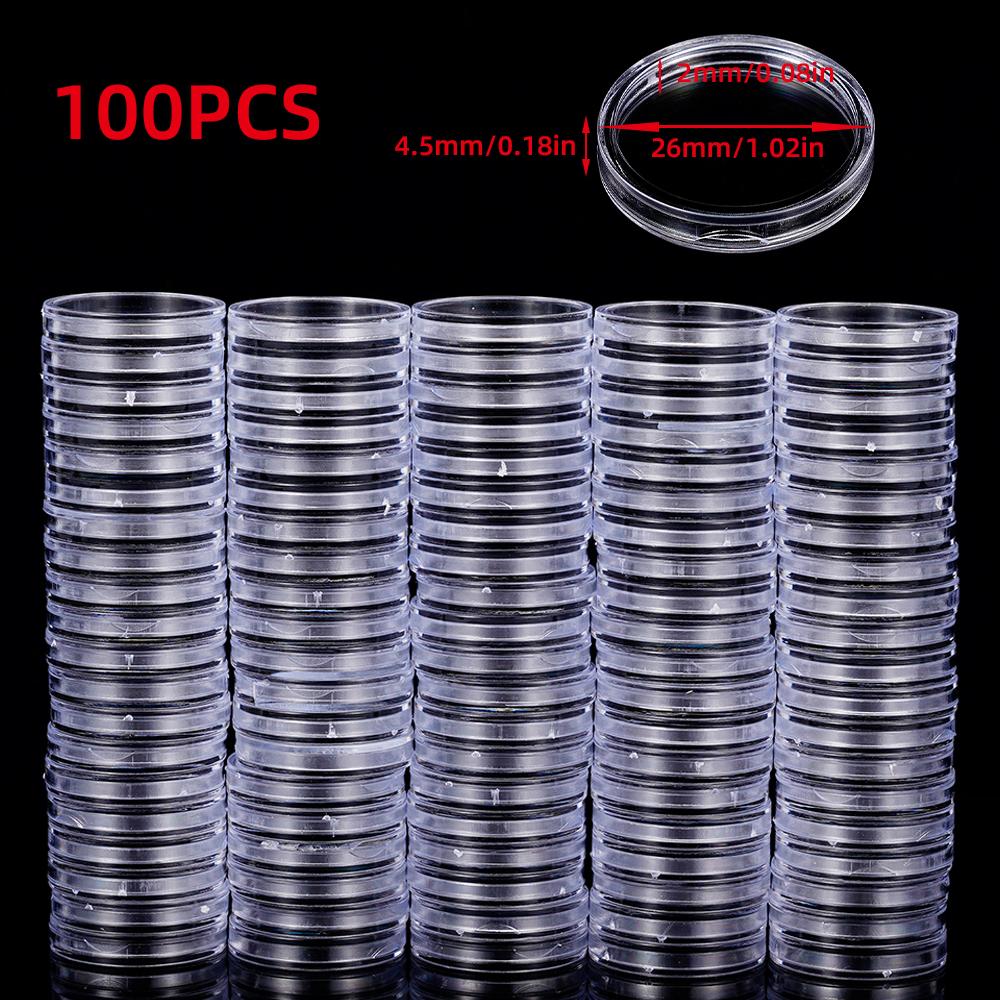 10/50/100Pcs 19-33mm Transparent Coin Cases Holder Coin Collecting Box Case Coins Storage Capsules Protection Boxes Container