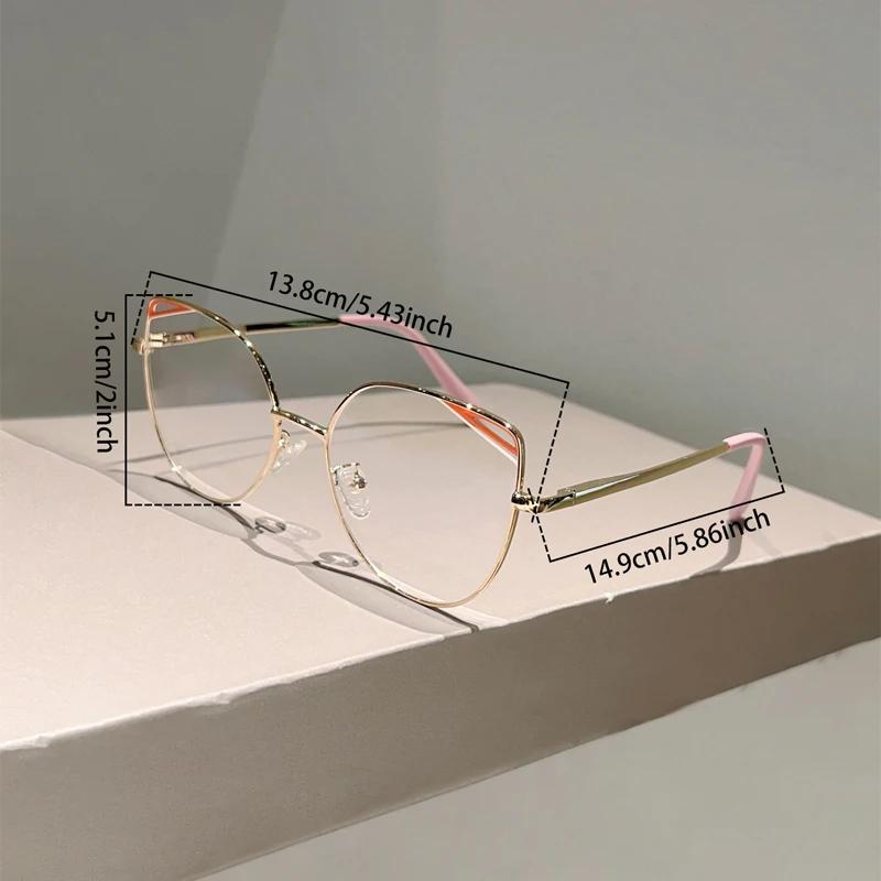 Oversized Cat Eye Glasses Women New Vintage Metal Rim Blue Light Blocking Eyeglasses Trendy Fashion Design Optical Frames