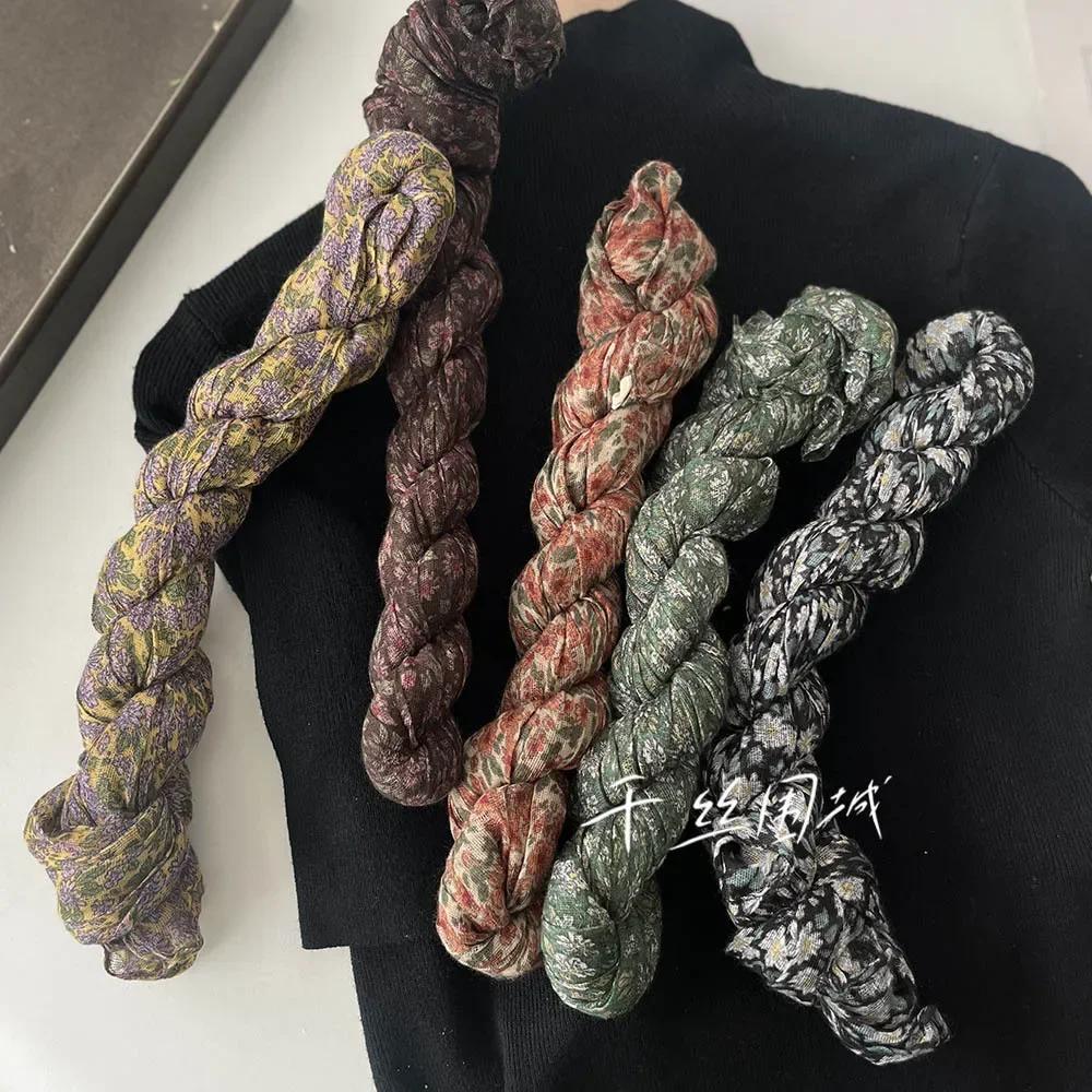 Spring Summer New Thin Breathable Cotton and Linen Touch Scarf for Women's Artistic Sunscreen Shawl Versatile Japanese Floral