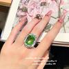 Mojito Emerald, Whirlpool Ring, Crescent Pine Cypress, 18K Gold Plated, Fruit Green Treasure Zircon Ring