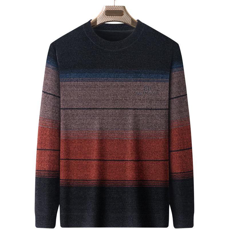 Men's Plus Velvet Thickened Chenille Sweater: Warm Winter Knitwear for Middle-Aged and Elderly Dads