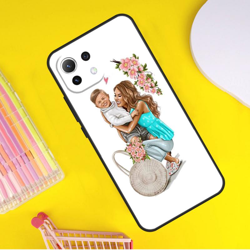 Black Brown Hair Baby Mom Girl Queen Cover For Xiaomi 14 Ultra 13 11T 12T 13T 14T Pro POCO X6 X7 Pro X3 X5 F3 F5 F6 M6 Pro Case