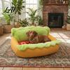 Removable Cover Pet Nest Hot Dog Bed Cozy Cute Washable Comfortable Dachshund Bed Mat Soft Plush for Small Dogs Cats Decorative Living Room