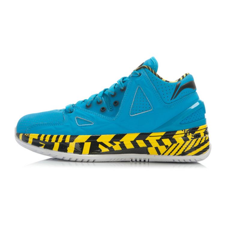 New LiNing WOW 2 Cushioning Breathable Wear Resistant Mid Top Basketball Shoes Men's Black Yellow Blue ABAJ003-13