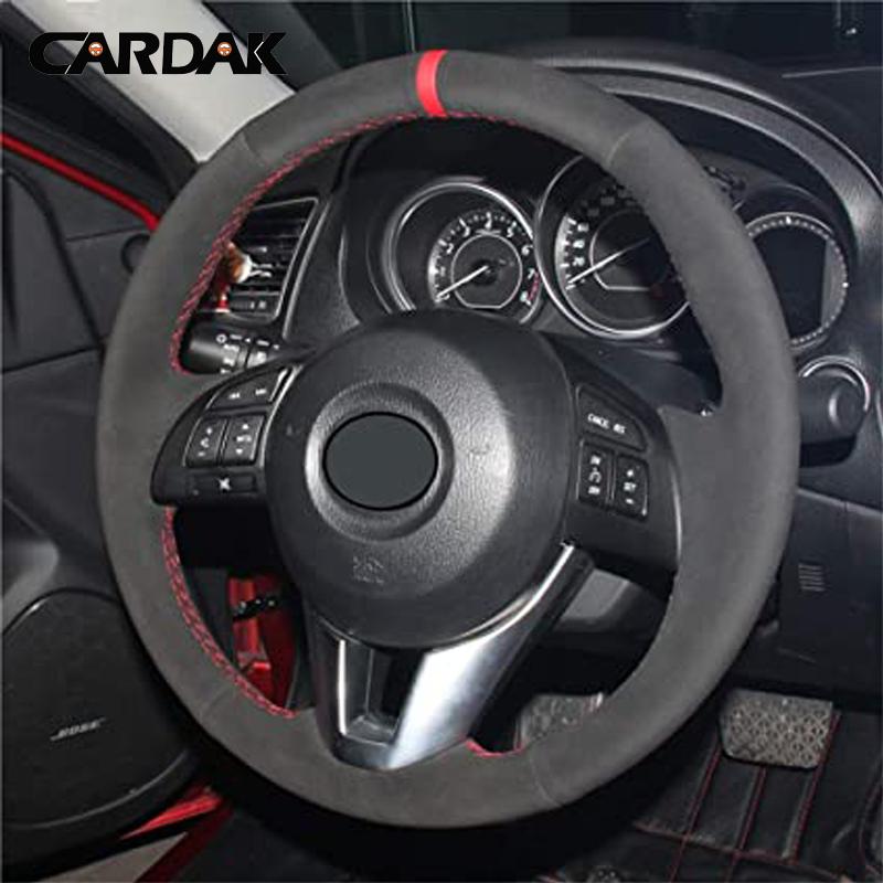 Customize Car Steering Wheel Braid Cover Black Soft Suede For Mazda 3 Axela Mazda 6 Atenza Mazda 2 CX-3 CX3 CX-5 CX5 Scion NH9