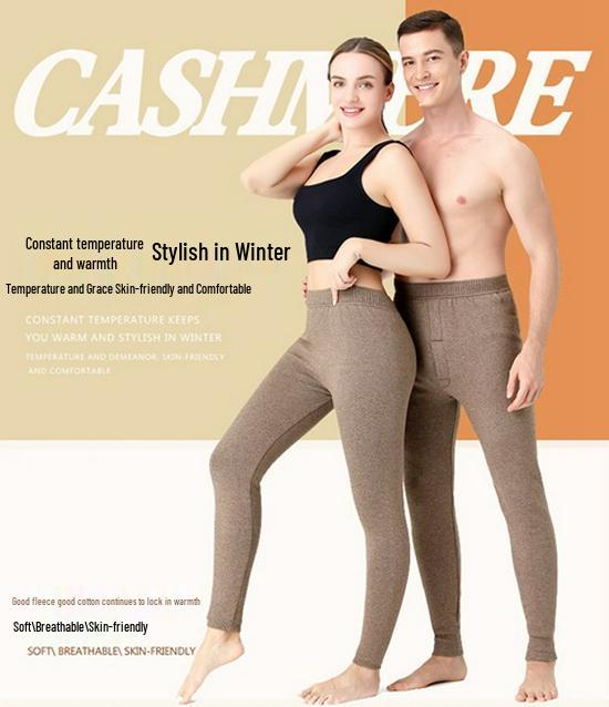 Men's and Women's High-Waisted Warm Wool Pants with Fleece Lining and Cashmere-Like Comfort.
