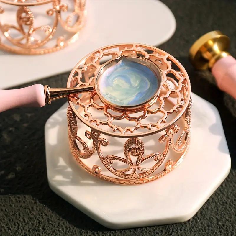 3pcs/set Metal Wax Seal Warmer Set, Included Rose Gold Bird's Nest Stove with Spoon and Stirring Stick, for Wedding Wax Envelope