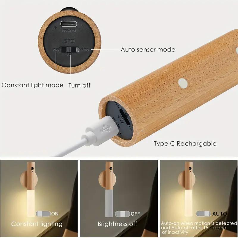 Smart Motion Sensor Night Light LED Rechargeable Magnetic Wall Lamp Portable for Hallway Bedroom Stairs Bathroom Cabinets Decor