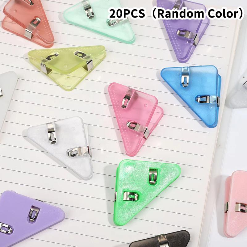 20Pcs Color Triangle Clip Bill Clip Book Paper Corner Clip For Desk Storage Shelf Stationery Office Desktop Organizer Clip