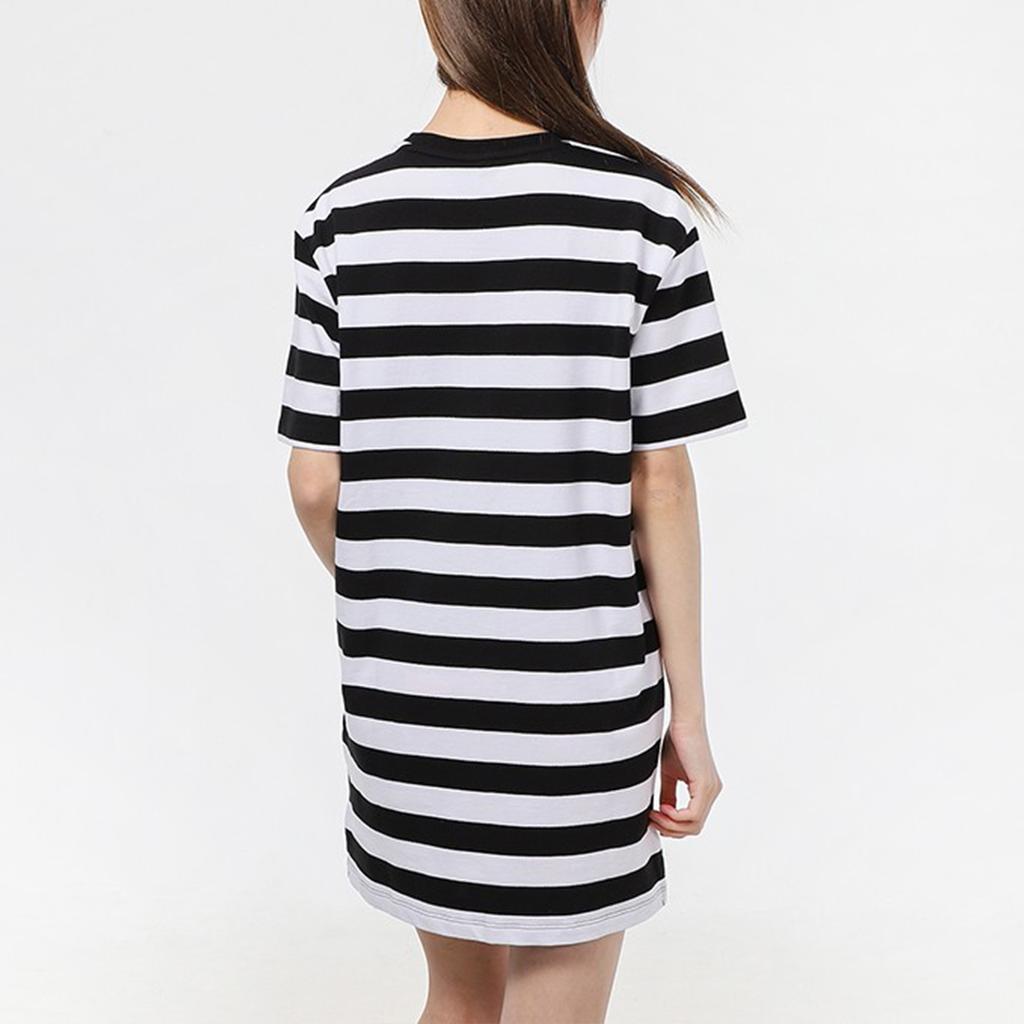 Puma Summer Breathable A-Line Striped All-Over Print Round Neck Short Sleeve Dress Women Dresses Black 845867-01