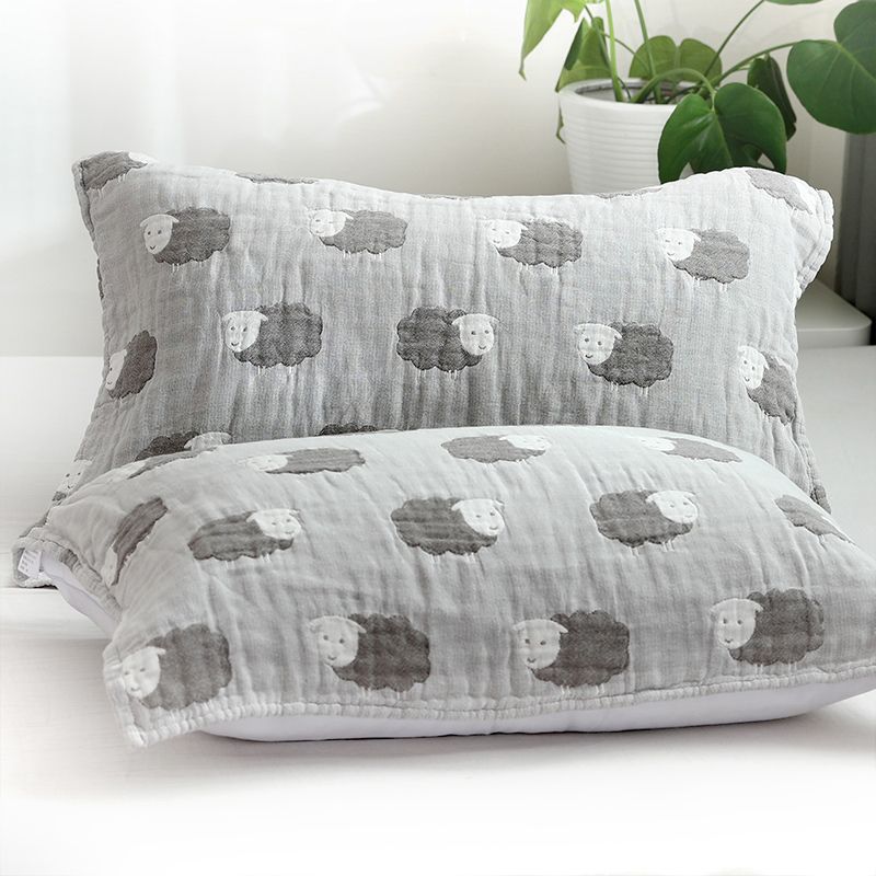 

Новая хлопковая наволочка-полотенце с рисунком из мультфильма, мягкая, дышащая, приятная для кожи, постельное белье для взрослых, бытовая, съемная наволочка для подушек, 2 шт. 50x75cm-1pair серый