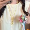 Flower Charm Necklace Hollow Flower Pendant Necklace With Adjustable Knot Resin Material Perfect For Wedding Dropship