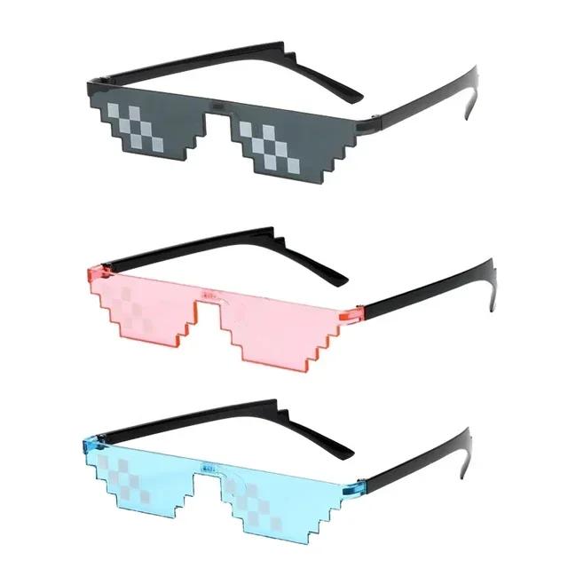 Vintage Halloween Pixelated Mosaic Glasses Novel Funny Party Glasses Cosplay Gamer Robot Sunglasses for Men & Women