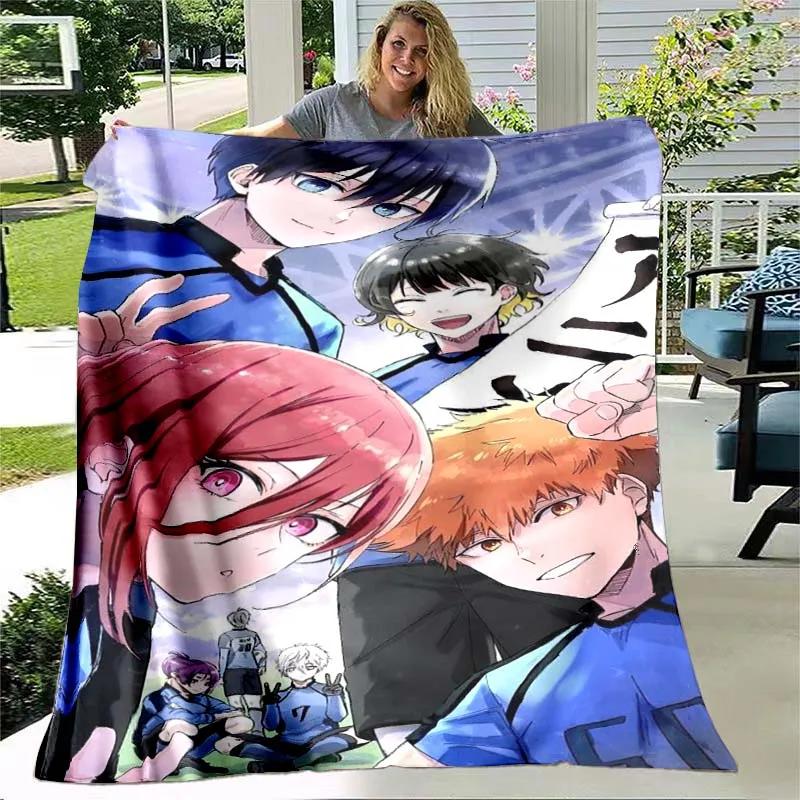 Japanese Cartoon Anime Blue Lock Flannel Throw Blanket Adult Kid Winter Warm Blanket for Bedroom Living Room Sofa Travel Picnic