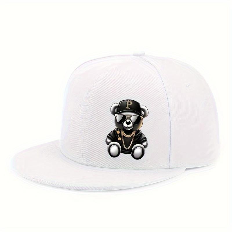 Verstellbare Baseballkappe mit Cartoon-Bären-Print Hip Hop Outdoor Sport Strand Lässige Kleidung Passend für Unisex und Damen Street Snapback-Mütze