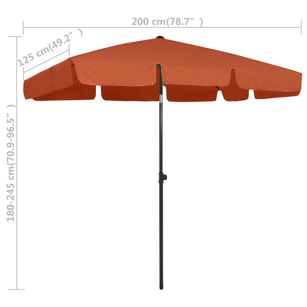 Beach Umbrella Terracotta Red 200 X 125 Cm