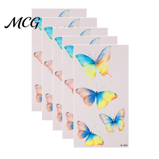 Easy Apply Tattoo Stickers 5 Sheets Butterfly Stickers, Waterproof Temporary Flower Tattoos, Colorful Safe Skin Tattoos Face Body for Parties