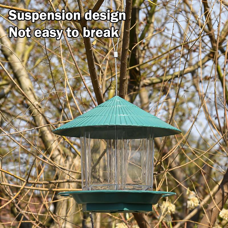 Waterproof Garden Gazebo Hanging Wild Bird Feeder Outdoor Container With Hang Rope Pet Birds Feeding House Type Bird Feeder