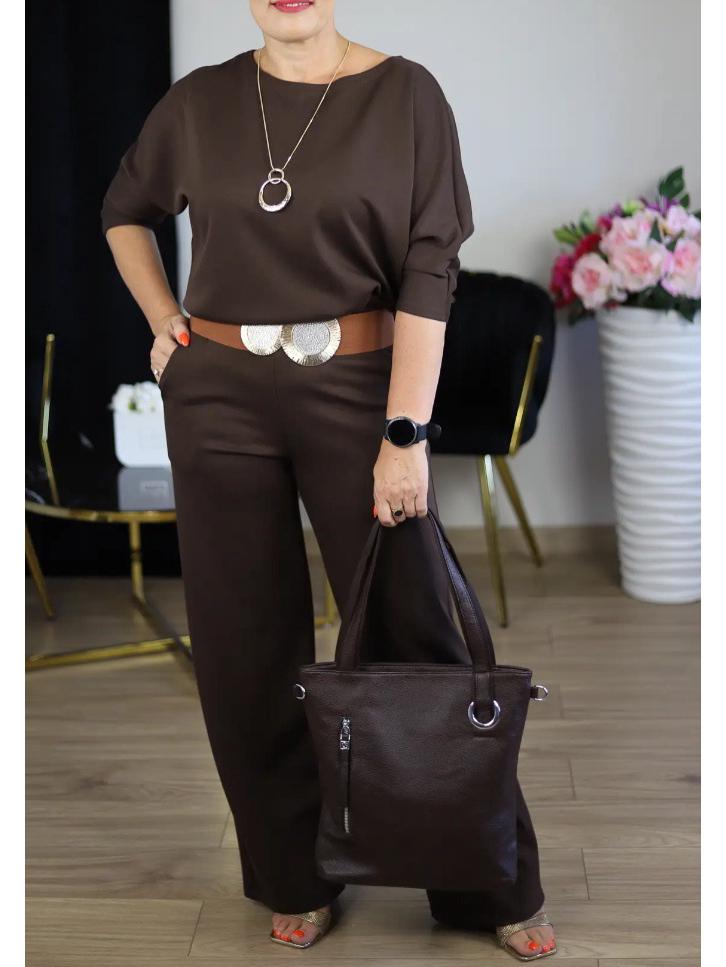

2026 Women s Solid Color Round Neck Long Sleeve Top with Belted Comfortable Pants 3-Piece Set 4XL