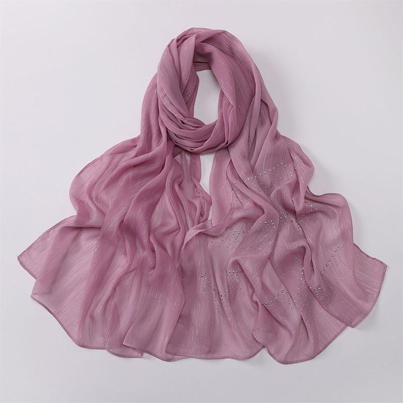 Shiny Plain Wrinkle Rhinestone Shimmer Shawls Scarf for Women Muslim Hijab Spring Ramadan Long Soft Wrap Headband Abaya Bufandas