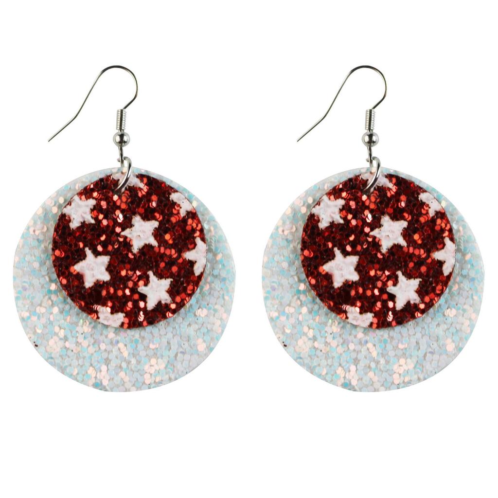 American Flag Star Stripe Elements Independence Day Leather Earrings Election Theme Diy