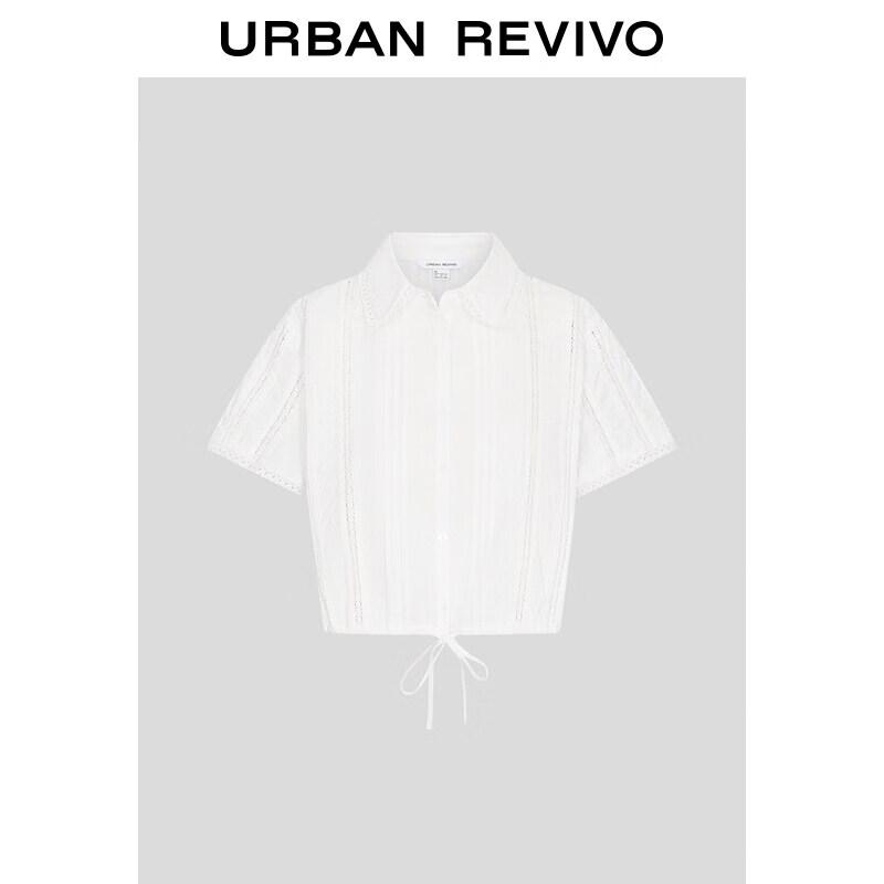 UR2026 Women s Crochet Lace-up Short Sleeve Shirt S