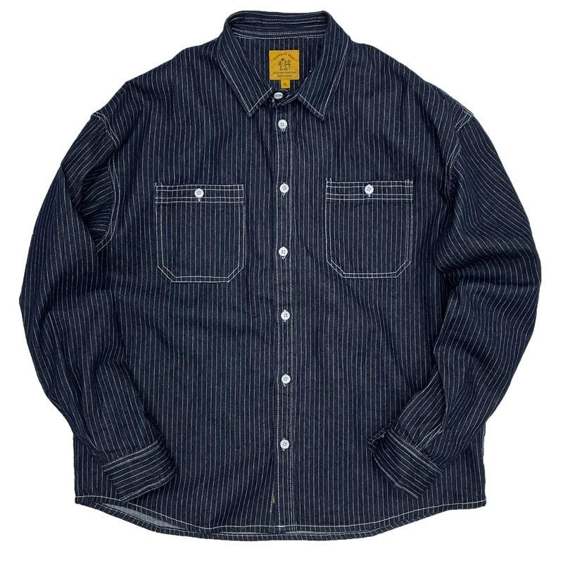 Men’s American Retro Striped Denim Long-Sleeve Shirt: Casual Versatile Spring/Autumn Jacket