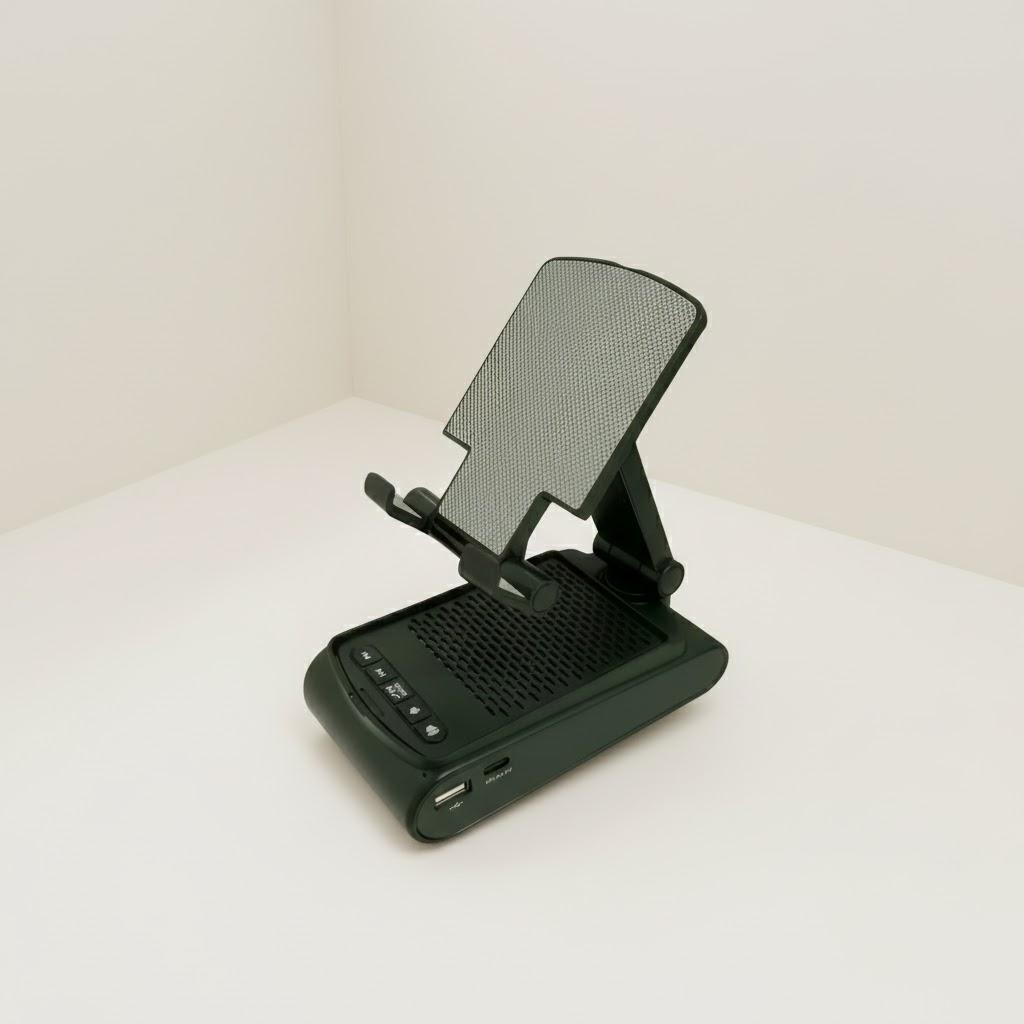 

Wireless 5 1 Speaker Phone Holder Lazy Desktop Stand with 1500mAh Charging Adjustable Height for Phones Tablets зелёный