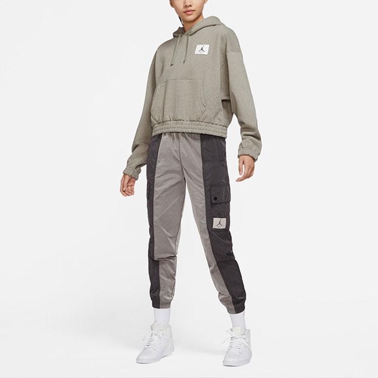 Jordan Essentials Casual Sport Knit Loose Hoodie Crop Top Women Tops Green DD6999-320