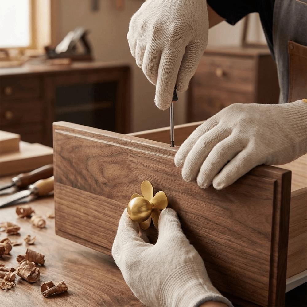 Smooth Surface Brass Drawer Backplates Modern Minimalist Single-Hole Handles Furniture Hardware