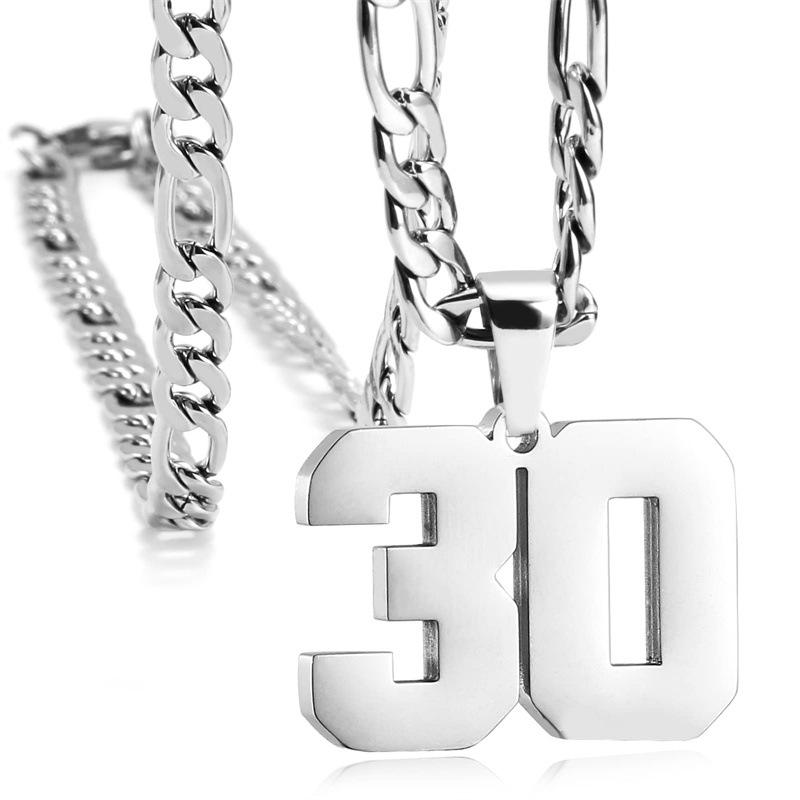 Men's Athlete Stainless Steel Sports Digital Necklace Baseball/Basketball/Soccer Team Inspiration Jewelry Spot
