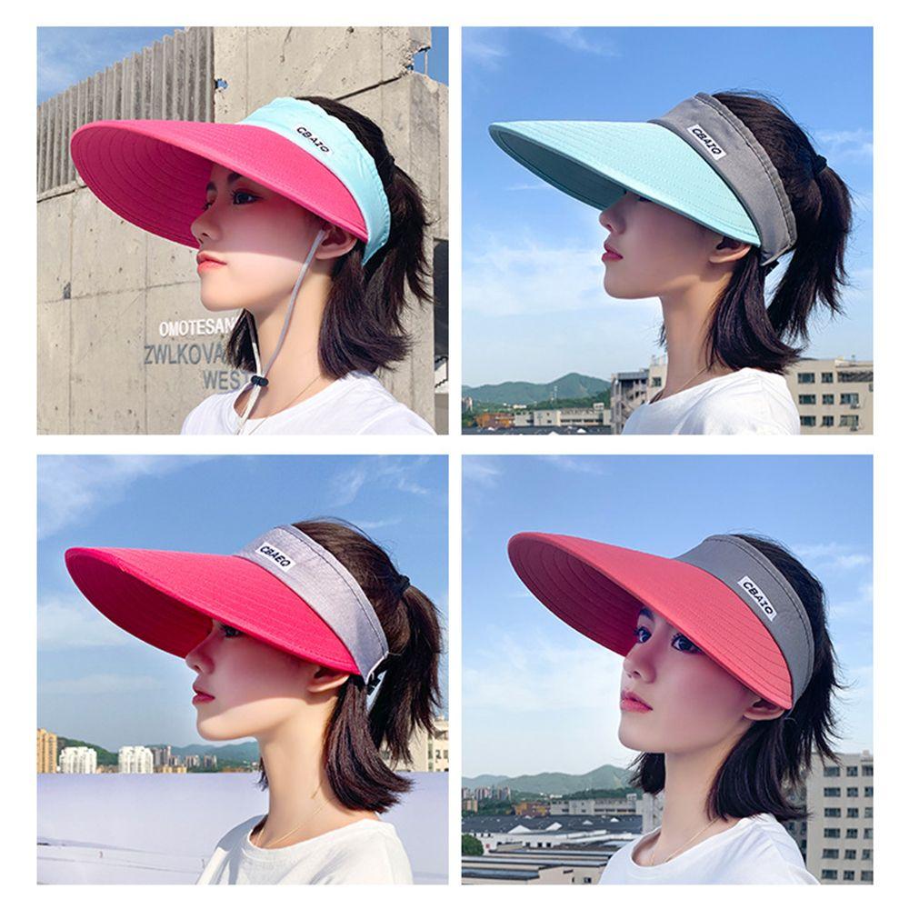 Casual Breathable Cycling Outdoor Women Wide Brim Beach Cap Empty Top Suncap Visor Summer Sun Cap