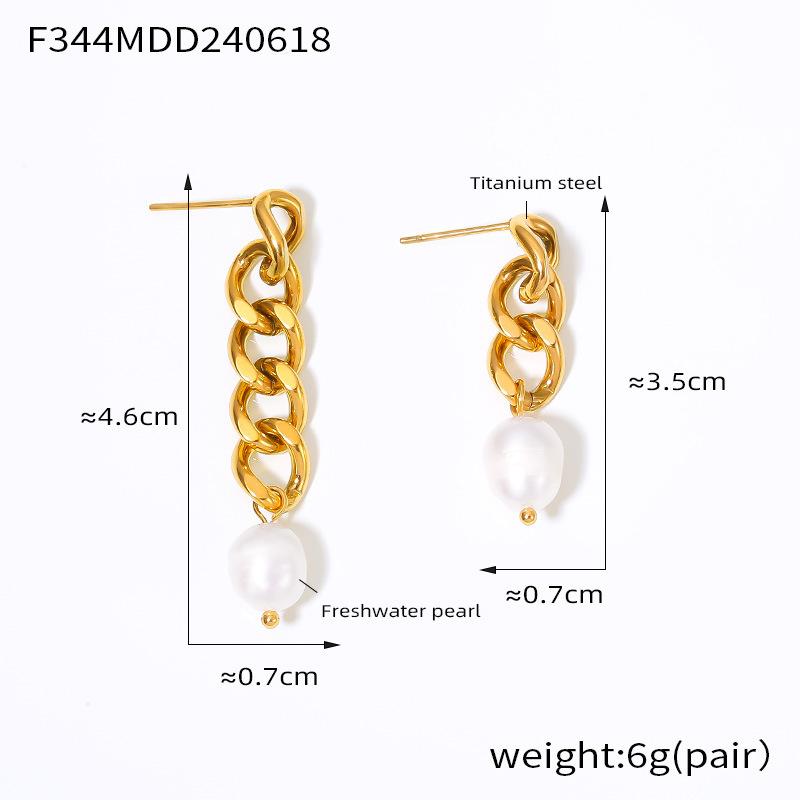 

Новые длинные и короткие серьги-гвоздики с бахромой из цепочки, элегантные и простые, темпераментные, титановые, стальные, позолоченные, пресноводные жемчужные серьги