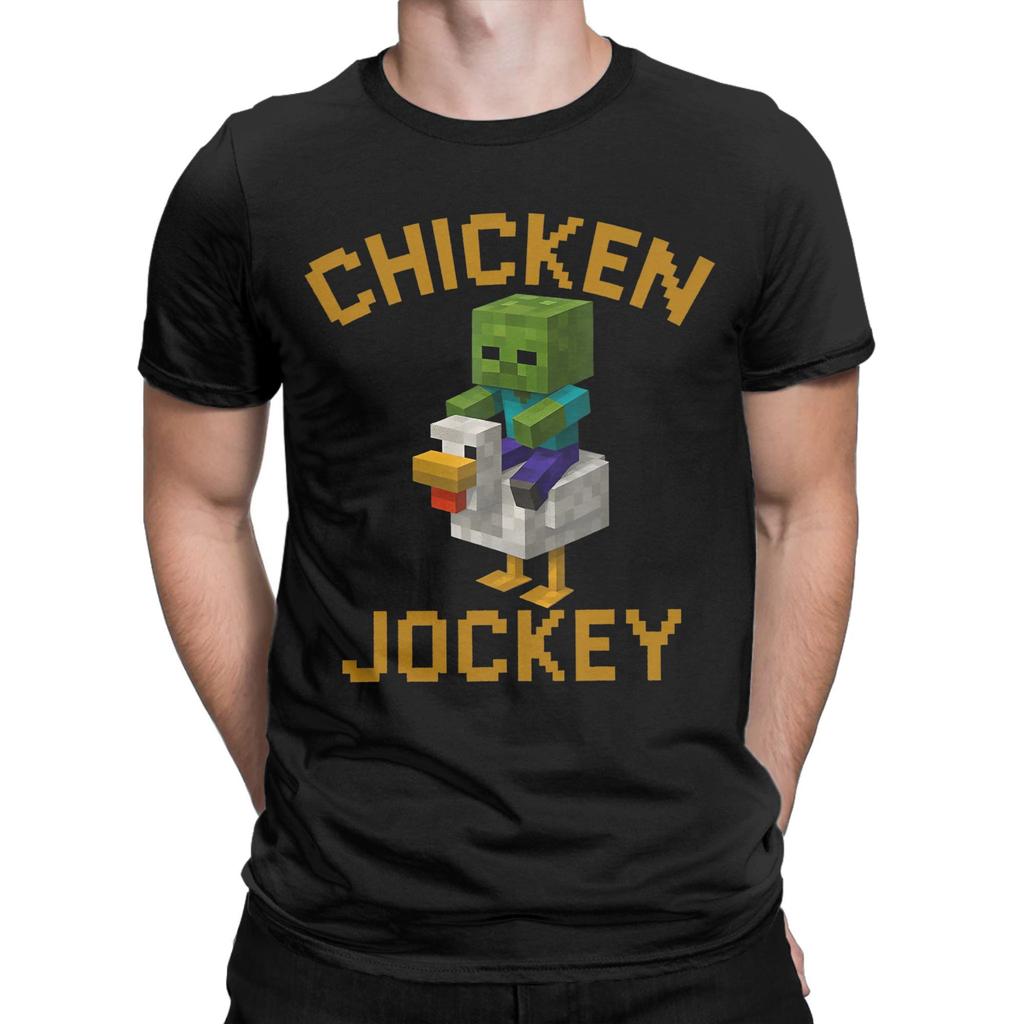 Chicken Jockey Zombie Pixel 2025 T Shirt Summer Gamer Fashion T Shirts Men Cotton O Neck Plus Size Clothing Short Sleeve Street