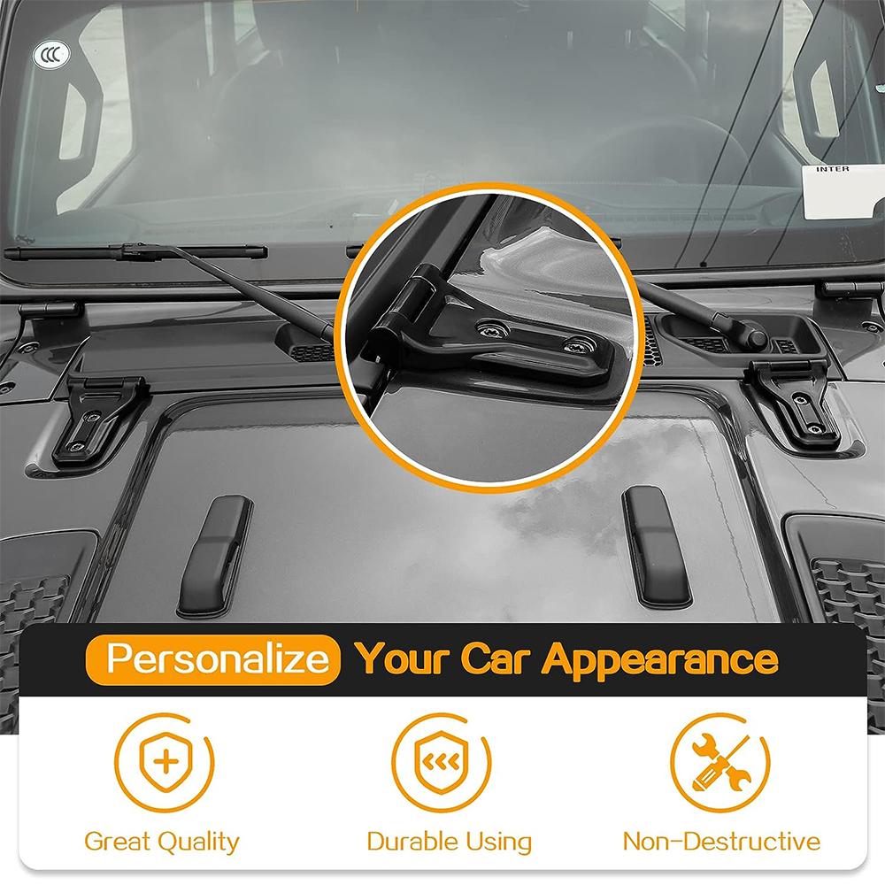 Engine Hood Hinge Cover Exterior Decoration Accessories For Jeep Wrangler JL JLU & Gladiator JT 2018-2024