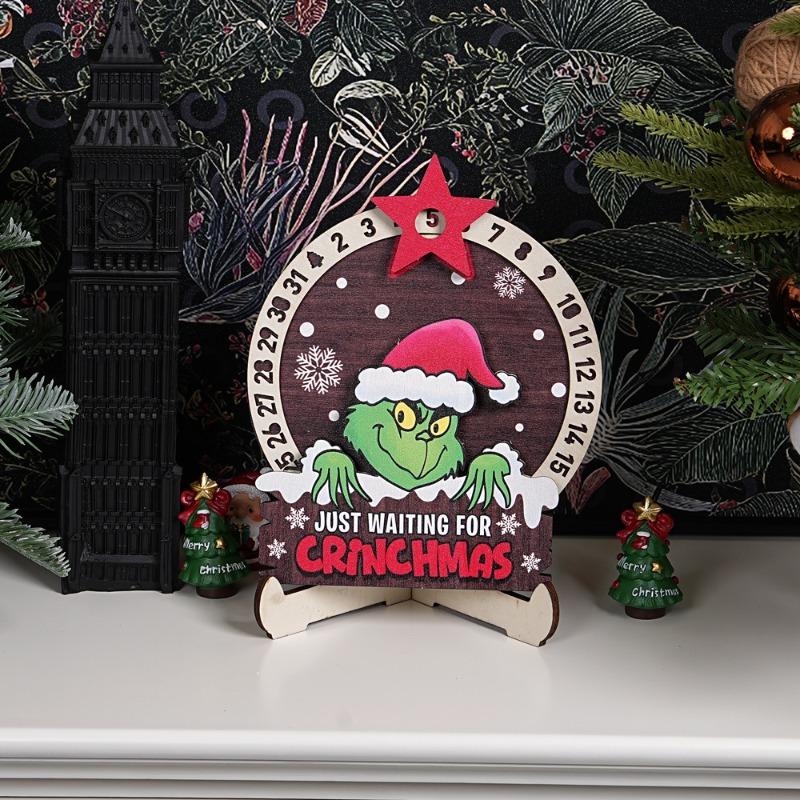 

Christmas Decorations Countdown Calendar Desktop Wooden Decoration Santa Claus Countdown Calendar for Home Office Decoration