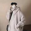 Men's High Collar Hooded Sweatshirt - Autumn/Winter Trendy, Loose Fit, Solid Color, Versatile Casual Jacket for Couples