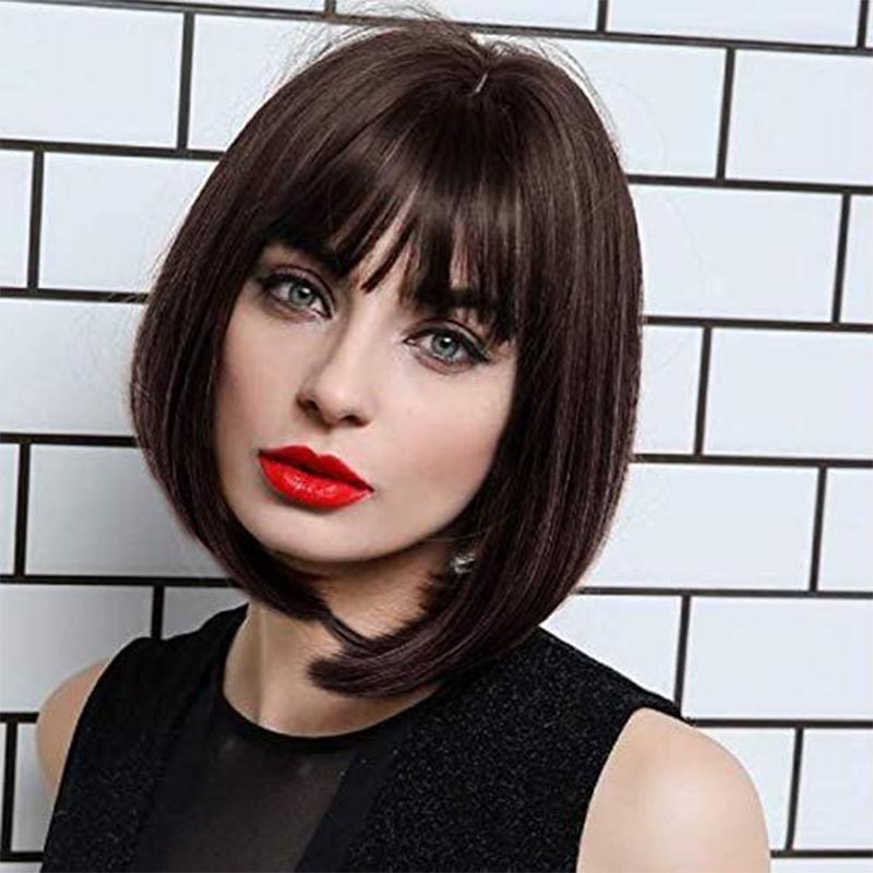LISI HAIR Short BoBo Head Summer Cool Heat-resistant Wig Fiber Synthetic Wig Cosplay Party Daily Wig Lady Coser