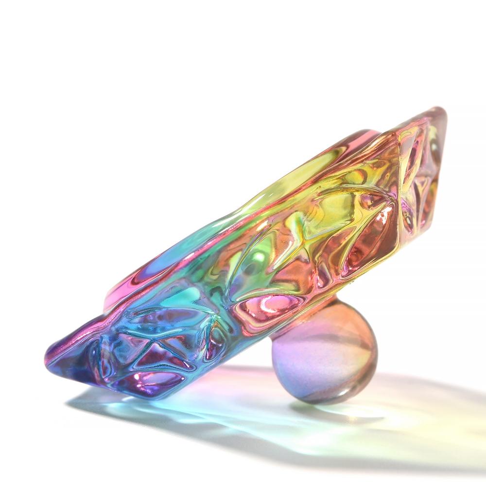 6PC křišťálové sklo akrylový prášek na tekutý kalíšek na nehty Barevný duhový Dappen Dish Víko Držák na misku Vybavení Nástroje na zdobení nehtů