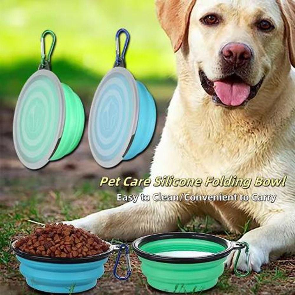 Silicone Dog Folding Bowl Large Capacity Pet Water Food Dish Collapsible Dog Bowl  Outdoor Walking
