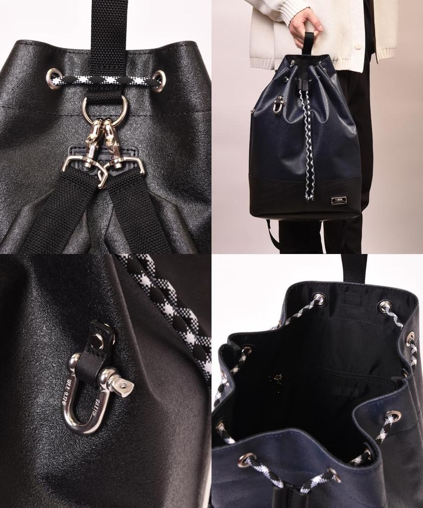 Morino Canvas x SEAL Waterproof Crossbody Backpack for Men, Large Capacity, Genuine Leather and Canvas, Made in Japan, MS-040NV