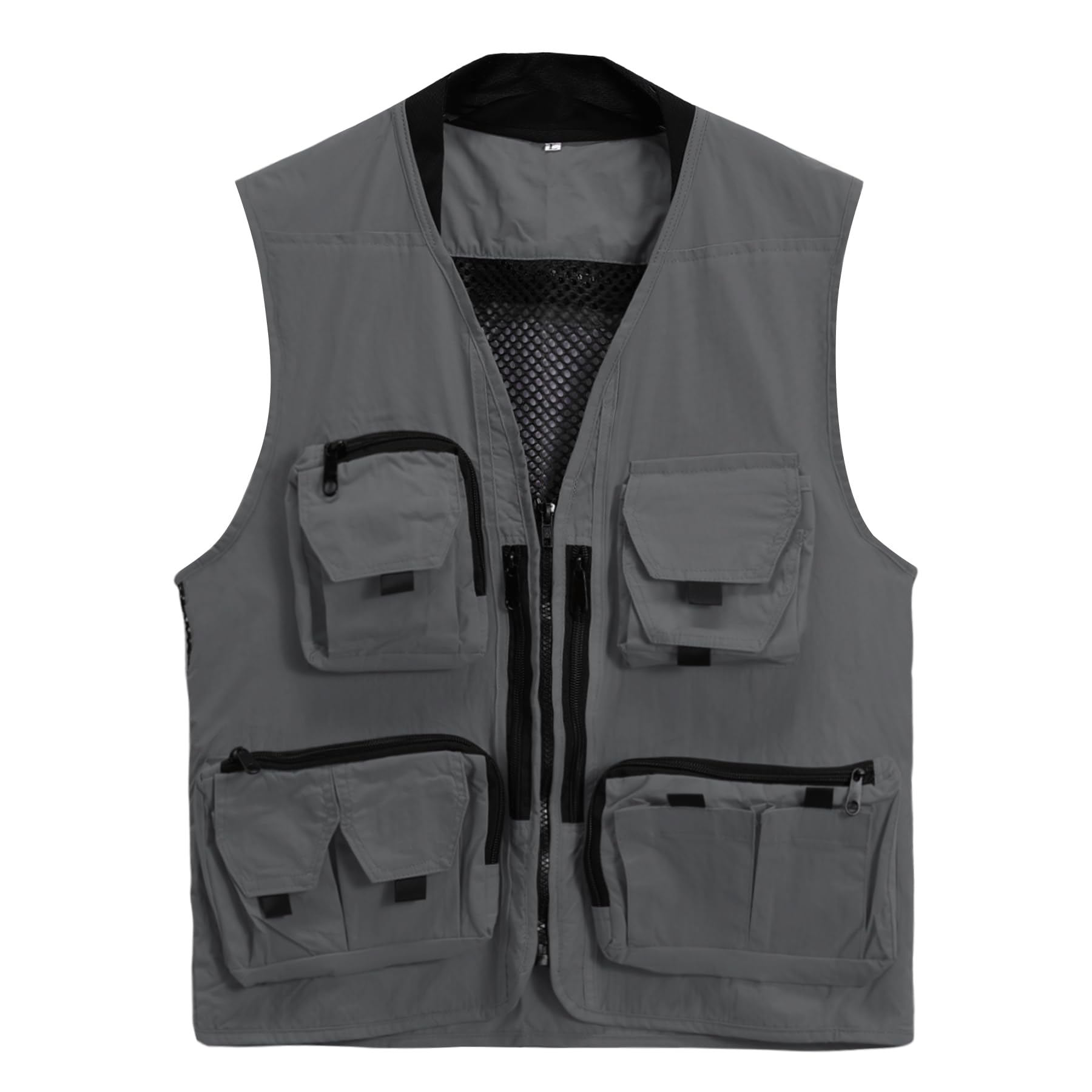 Mesh Photographer Fishing Summer Work Detachable for Plus Sizes Available [YOUTHUP] Men s Vest, Vest, Vest, Vest, Multi-Pocket, Back, Breathable, серый