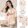 Women's Cartoon Summer Pajama Set: Short Sleeve Top & Three-Quarter Pants, Lightweight & Loose for Home or Outerwear