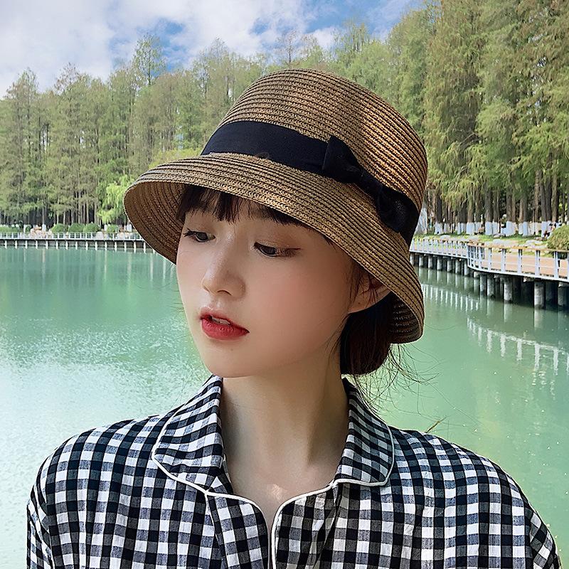 Sun hat that covers the face, small bucket hat, beach fisherman hat, women's straw hat, straw-braided small brim, sun protection, summer fashion