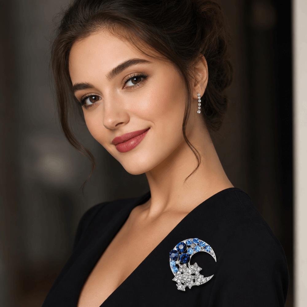 Rhinestone Inlay Brooch Pin Alloy Decor Badge Fashion Lapel Ornament Gift