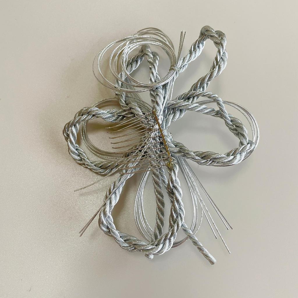 Mizuhiki Hair Ornament, Silver, Braided Cord, for Traditional Japanese Clothing, Graduation Ceremony, Coming-of-Age Ceremony, Wedding, Headpiece,