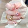24Pcs Long Ballerina Press On Nails Sparkly Diamond And White Pearl Clear False Nails For Women Bride Wedding