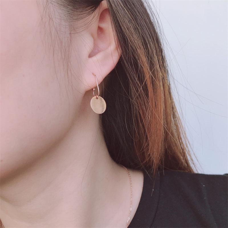 Color Gold Purple Gold Glossy Round Earrings Rose Gold Plated Classic Simple Fashion Ear Buckle
